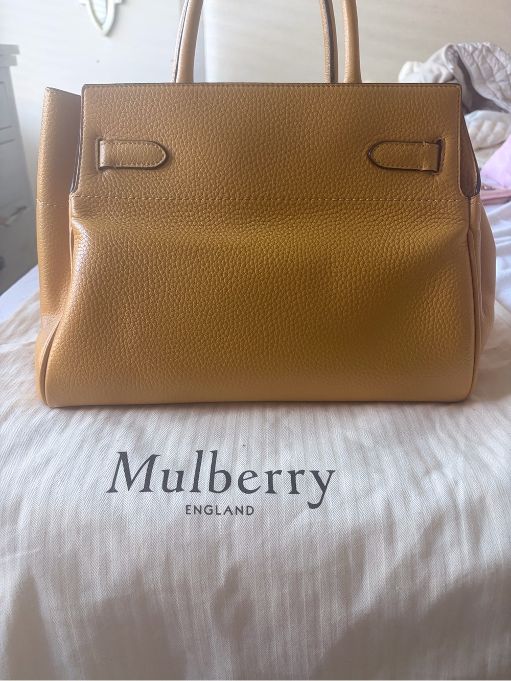 Mulberry Pebbled Leather Satchel in Mustard